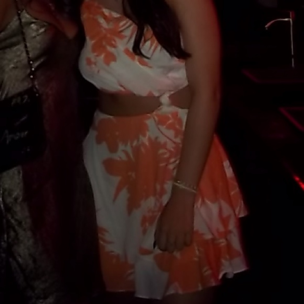 Orange and White Floral Dress